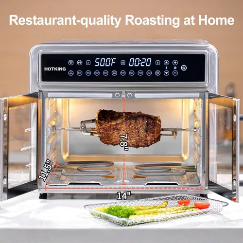 Vista 5 de HotKing Combo de horno tostador de freidora de aire de doble zona, horno