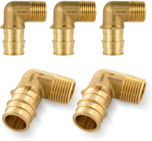 Vista 12 de Paquete de 5 codos NPT macho Seelink de 1/2" PEX-A de expansión x 1/2" Accesorios de expansión PEX-A de latón, para accesorios de tubería