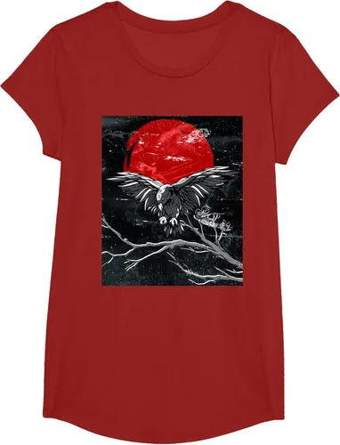 Vista 79 de Red Moon Raven - Camiseta japonesa de cuervo negro, Negro, S