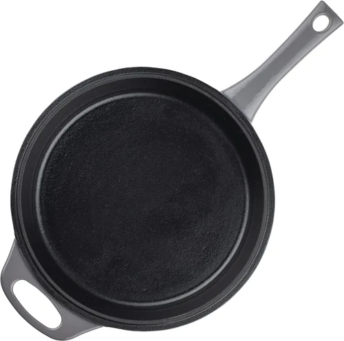 Vista 13 de Rachael Ray Horno holandés 3 en 1 de hierro fundido esmaltado con sartén/salteado, 4 cuartos de galón, gris