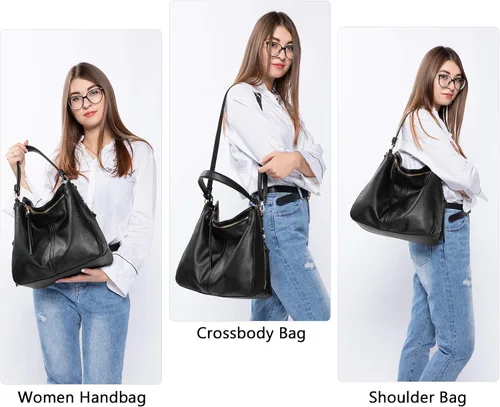 Vista 2 de Realer Bolsos Hobo para mujer, de piel sintética, bolso grande con borla