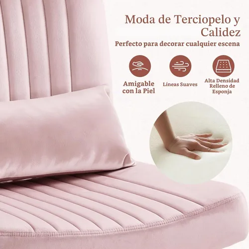 Vista 8 de Silla cruzada de terciopelo con ruedas, silla de oficina de lujo con patas cruzadas, cómoda silla de escritorio para oficina en casa, silla de Rosa