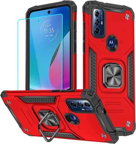 Vista 11 de Funda para Moto G Play 2023, Moto G Pure con protector de pantalla, soporte giratorio de grado militar de 360° (resistente) a prueba de golpes