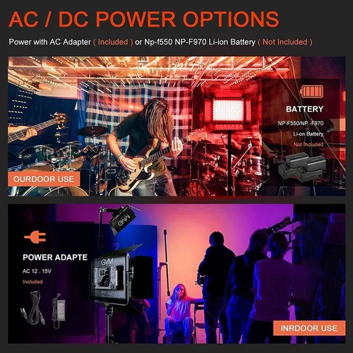 Vista 5 de GVM - Luz de video LED RGB con control Bluetooth, kit de iluminación de video 1000D PRO de 360° a todo color con 736 cuentas LED, 2 paquetes de luz