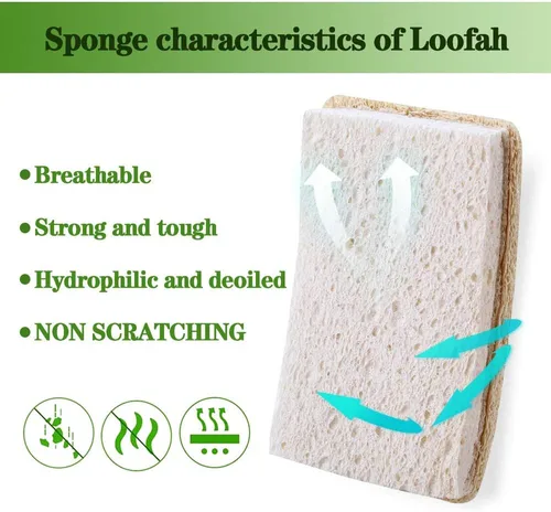 Vista 4 de Esponjas para platos de lufa para cocina, esponjas naturales orgánicas para platos, ecológicas no rayadas, biodegradables para limpieza, 6