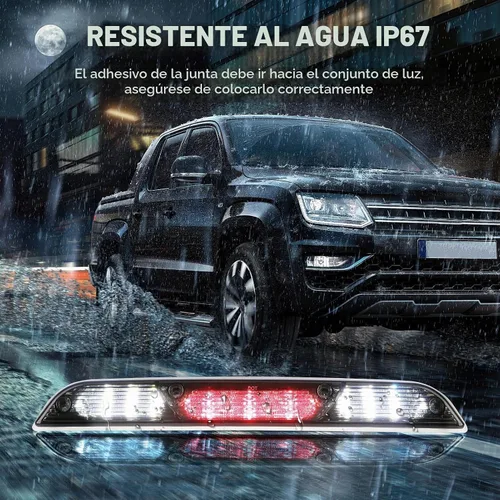 Vista 7 de Tercera tercera luz de freno LED para Ford F150 2015-2017 Lámpara de carga trasera Luz de freno de montaje alto (lente humo de carcasa cromada)