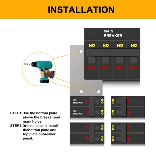 Vista 4 de Kit de entrelazado de generador compatible con Siemens, ITE, Gould, Murray y Thomas and Betts, paneles de 150 o 200 amperios, separación de 1 1/4