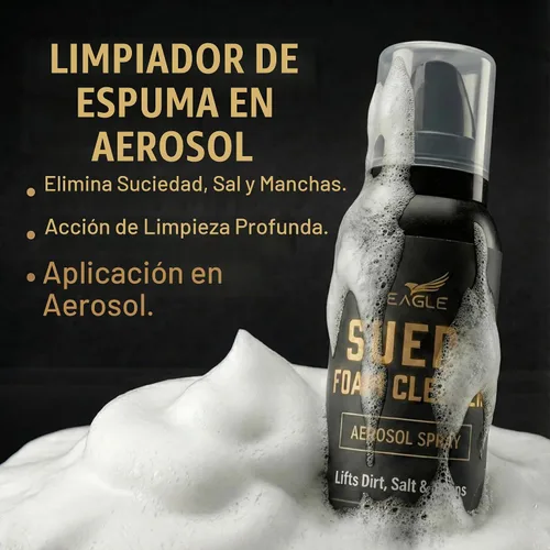 Vista 2 de Eagle Kit de limpieza de gamuza y nobuck – Juego de 5 piezas con limpiador de gamuza de espuma y spray protector, cepillo de 3 vías, cepillo
