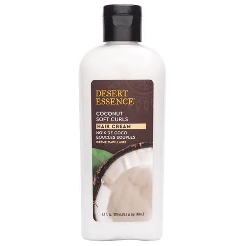 Vista 2 de Desert Essence Coconut Soft Curls - Crema para el cabello rizado a base botánica para cabello rizado, sin silicona, hidratante con aceite de coco