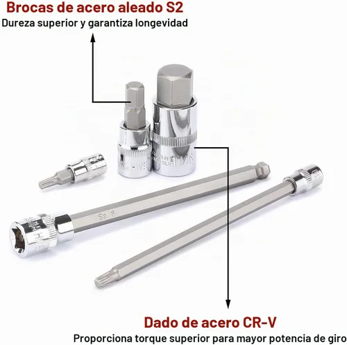 Vista 3 de CASOMAN Juego de llaves de vaso de 107 piezas, 1/4", 3/8" y 1/2", torx/hexagonal a prueba de manipulaciones Torx/hexagonal/extremo de bola