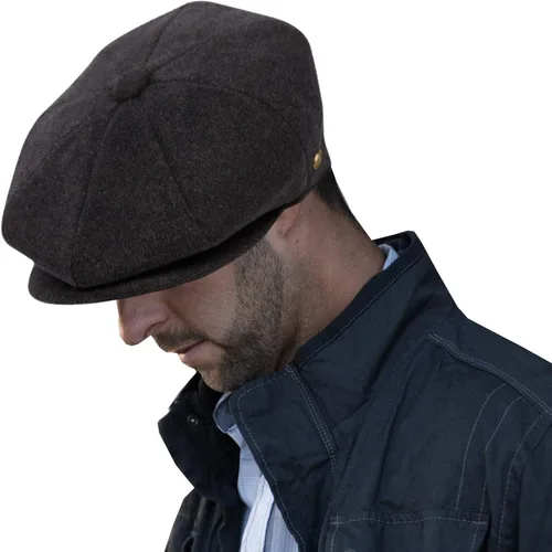 Vista 14 de EPOCH Gorra de lana para hombre, sombrero de golf Applejack de cabbie de tweed de conducción en espiga Nsb1910