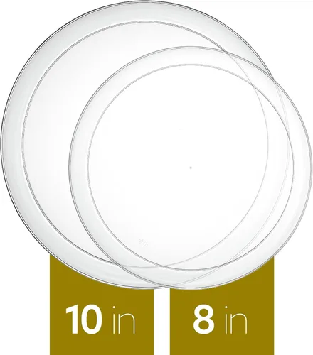 Vista 6 de PLASTICPRO - Platos de plástico transparente para fiesta, platos desechables elegantes y pesados de alta calidad (20, transparente)