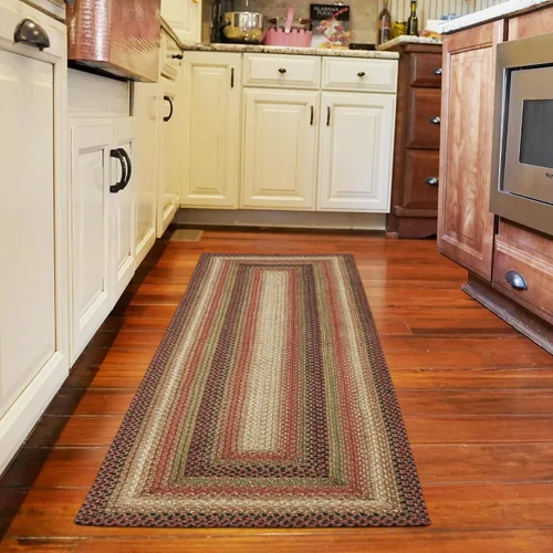 Vista 58 de Homespice Apple Pie - Alfombra ovalada roja de 2 x 3 pies, alfombra de cocina trenzada para decoración primitiva y rústica, reversible, yute sin