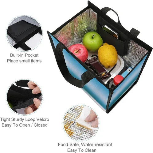 Vista 3 de Dead Sea Salt Flats Grocery Bag,Insulated And Cooler, Tote Bag,Collapsible And Reusable, Lunch Bag for Groceries Work Party Travel Picnic 10.6" H X