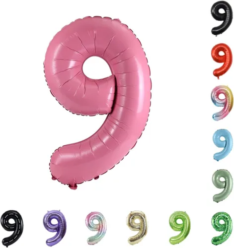 Vista 25 de Globo grande de helio con números 0-9 de 40 pulgadas para cumpleaños, bodas y fiestas (rojo, 9)