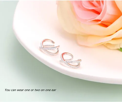 Vista 5 de Regalos de cumpleaños, aretes de aro de plata de ley 925 sin perforaciones, para mujeres y niñas, juego de 2