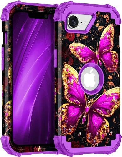 Vista 36 de Miqala Funda para iPhone 12, iPhone 12 Pro, que brilla en la oscuridad, tres capas, resistente a los golpes, protección de plástico duro + funda