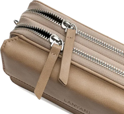 Vista 6 de Lanyani Cartera cruzada RFID con bolsillo para teléfono para mujer, cuero vegano