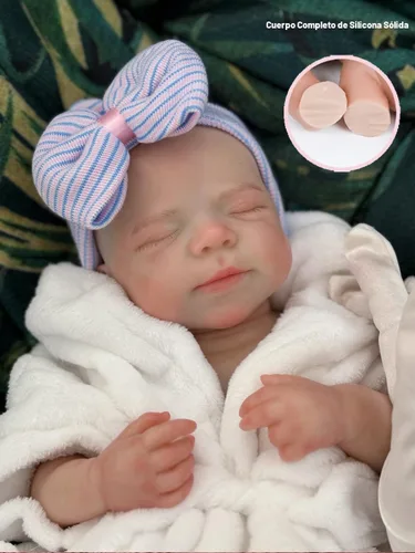 Vista 5 de Abenduot Muñecas bebé de silicona de 18 pulgadas Pascale niña de cuerpo completo, muñecas recién nacidas anatómicamente correctas con boca abierta