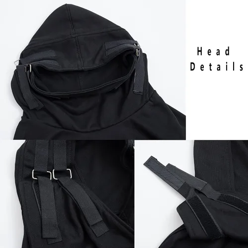 Vista 8 de XYXIONGMAO Streetwear Techwear - Sudadera con capucha Cyberpunk Tactical para hombre, color negro, urbano, hip hop, sudadera japonesa