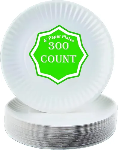 Vista 4 de Spa Stix Plato de papel desechable de 6 pulgadas, paquete de 100 unidades (placa de papel SS 6-100), color blanco