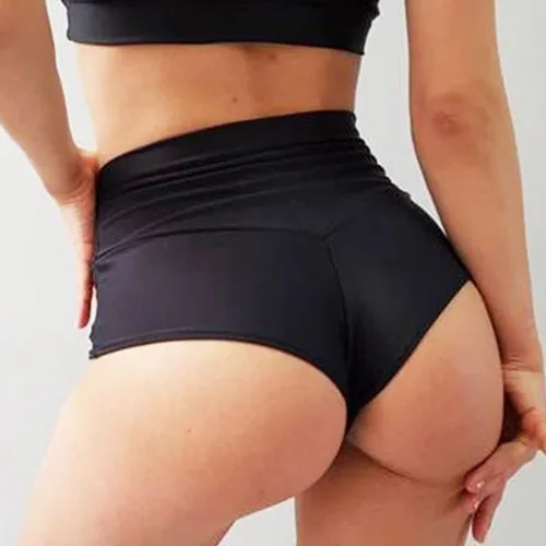 Vista 2 de Women Retro Solid Silk High Waisted Scrunch Butt Lifting Booty Shorts Hot Pants