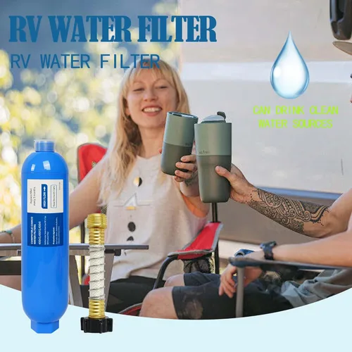 Vista 6 de Paquete de 2 filtros de agua para caravana con 2 protectores de manguera flexible, reduce mal sabor, olores, óxido, cloro, fluoruro y sedimentos