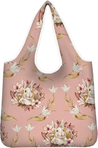 Vista 33 de Belidome Bolsa de comestibles con diseño de donas de ajolotl para compras, lavable, reutilizable, con bolsillo para asa