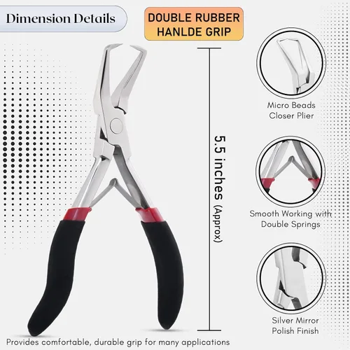 Vista 5 de Kit de Herramientas para Extensiones de Cabello Microlink Cuentas y Cinta Alicates Removedores de Extensiones de Cabello y Alicates Prensadores