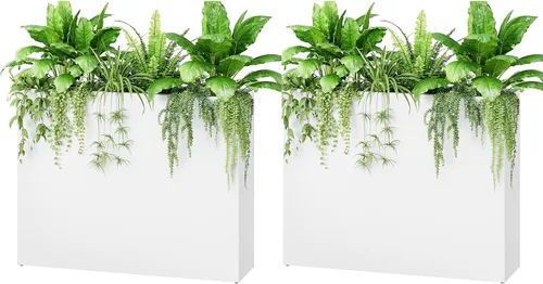 Vista 12 de Stoog - Macetero alto rectangular de metal de 38" - Macetero para todo clima para uso en interiores/exteriores, con estante extraíble y diseño Negro