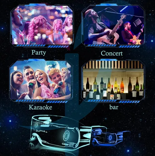 Vista 5 de Gafas con luz LED 7 colores de cambio automático de color gafas luminosas gafas rave para festivales rave Halloween club fiesta cosplay