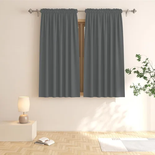 Vista 28 de UPOPO Cortinas beige de 45 pulgadas de largo para oscurecer la habitación, paneles de cortina para ventana, bolsillo para cortinero, cortinas