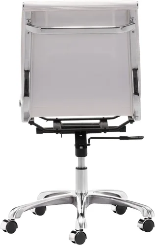 Vista 5 de Zuo Lider Plus Silla de oficina sin brazos, color blanco, silla de oficina blanca, estilo moderno, piel sintética, felpa y tela de piel sintética