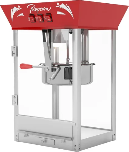 Vista 14 de Máquina de palomitas de maíz de 8 onzas con carrito y ruedas, máquina para hacer palomitas de maíz, estilo cine para el hogar, fiestas, Navidad, uso