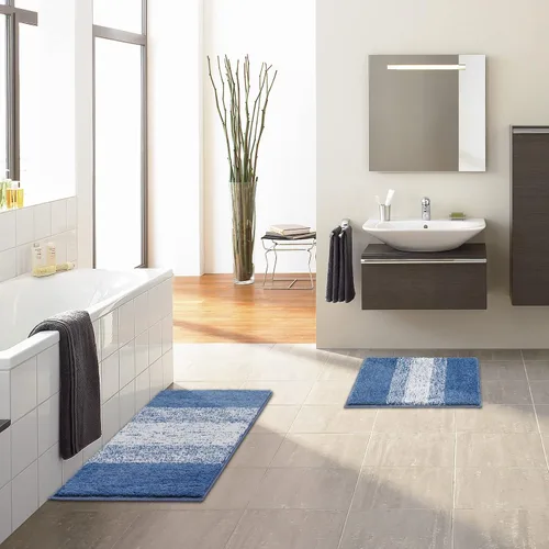 Vista 8 de Vaukki Juego de 2 alfombras de baño suaves de lujo, antideslizantes, lavables, de felpa, peludas, absorbentes, a rayas, para bañera, baño y ducha