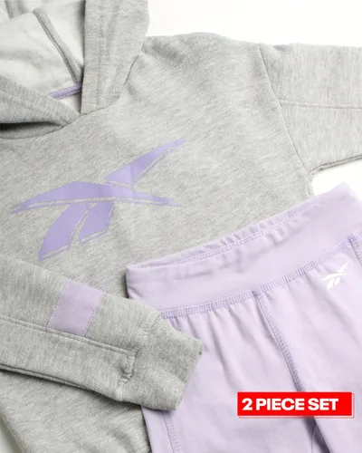 Vista 2 de Reebok Girls' Legging Set - 2 Piece Performance Fleece Hoodie Sweatshirt and Leggings - Active Set for ToddlersGirls, 2T-6X