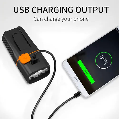 Vista 5 de Luces de bicicleta delanteras y traseras, luces de bicicleta recargables USB brillantes con función de banco de energía, fácil de instalar, batería