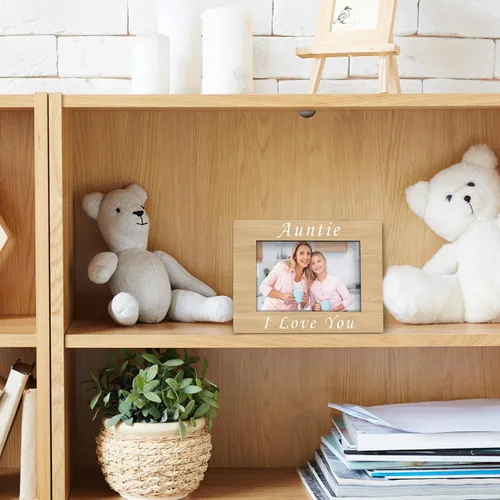 Vista 3 de Marco de fotos de madera para tía de 4 x 6 pulgadas, para regalo de Navidad, Día de la Madre, cumpleaños para tía de sobrina, sobrino, tía te amo