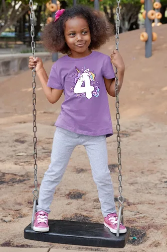 Vista 12 de Camisetas de unicornio para 4º cumpleaños para niñas pequeñas, camiseta de 4 años y cuarto