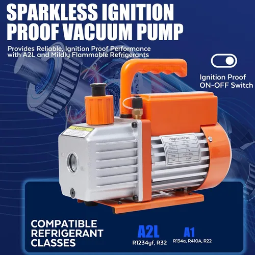 Vista 5 de BACOENG Juego de bomba de vacío y medidor de CA R32, kit de bomba de vacío HVAC de 4 CFM para sistema Mini Split, motor sin chispas