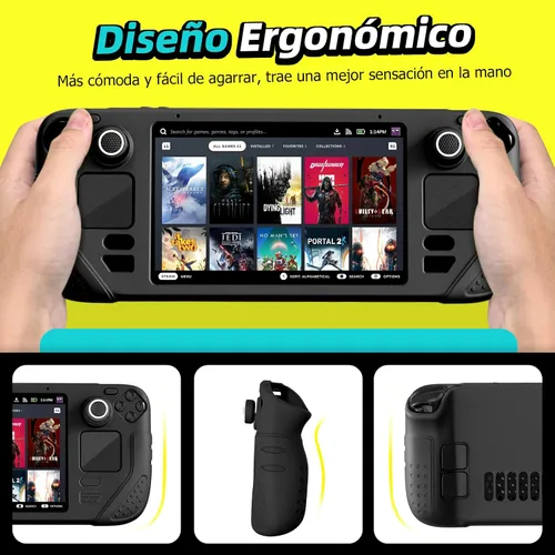 Vista 3 de IINE Steam Deck Protective Case 9 in 1 Full Protection,Soft Silicone Material Shockproof Case,Black