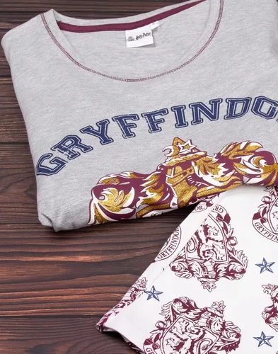 Vista 4 de Harry Potter Pijama para mujer Gryffindor House Crest - Conjunto de pijama para mujer, gris