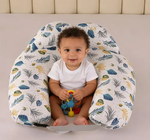 Vista 3 de Almohada de lactancia para lactancia materna, almohadas ergonómicas de alimentación para bebés con funda de algodón extraíble lavable, correa