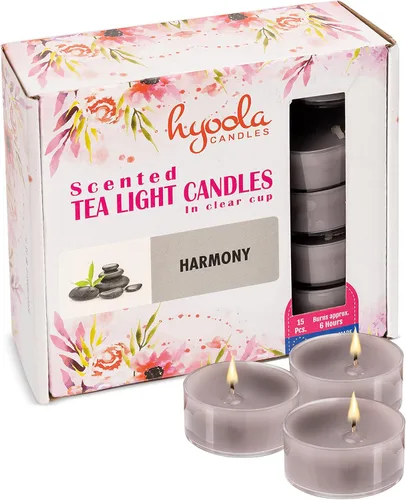 Vista 16 de HYOOLA Velas aromáticas de vela – Taza transparente – Velas perfumadas de vainilla – 6 horas de tiempo de combustión – Paquete de 15 – Fabricado