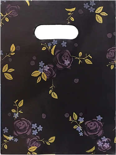 Vista 29 de Joyhey 100 bolsas de plástico de 5.8 x 7.8 pulgadas, bolsas de boutique con asas troqueladas, color negro, gracias