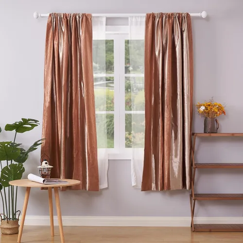 Vista 3 de Barras de cortina dobles de 1 pulgada para ventanas de 48 a 84 pulgadas, juego de barras de cortina dobles telescópicas con tapa de extremo, barras