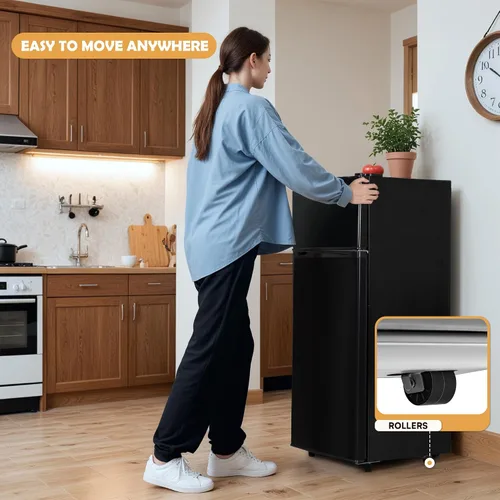 Vista 6 de Manastin - Mini refrigerador de 4.4 pies cúbicos con congelador, refrigerador pequeño de 2 puertas para cocina, dormitorio, oficina y dormitorio