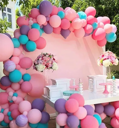 Vista 7 de Fondo de camarón rosa redondo rosa de 7.2 pies, fondo de fotografía circular con 4 clips para mujeres y niñas, suministros de decoración de fiesta