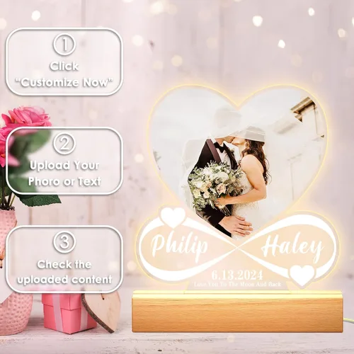 Vista 6 de Canción acrílica personalizada con foto, regalo personalizado para novio, novia, cubierta de álbum acrílico, placa de música transparente