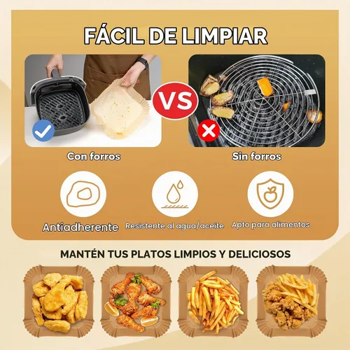 Vista 3 de Boribim Revestimientos de papel para freidora de aire de 8 pulgadas, 360 forros desechables cuadrados para freidora de aire, accesorios para 8